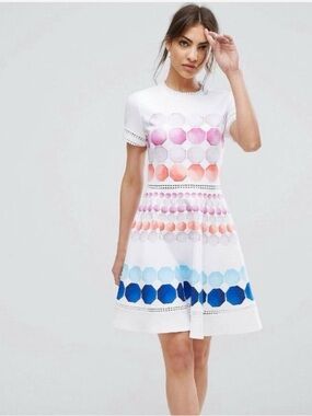 Ted Baker Myley Marina Mosaic Dress size 1 Skater